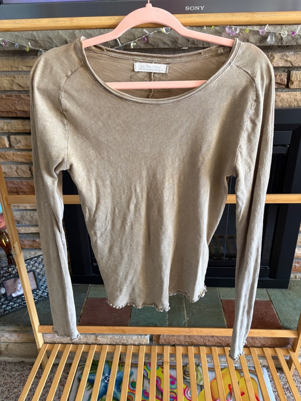We The Free Women's Long Sleeve Crewneck Top in Taupe
